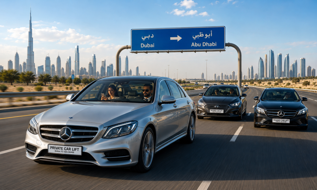 Private vs Shared Car Lift Dubai to Abu Dhabi